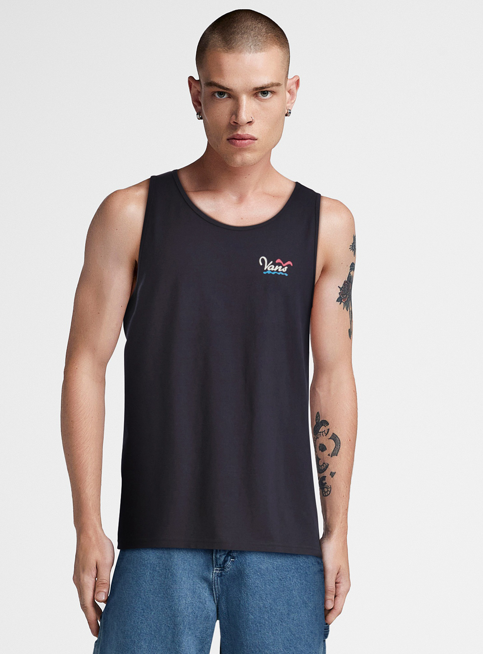 Vans Colourful Nautical Print Tank In Navy/midnight Blue