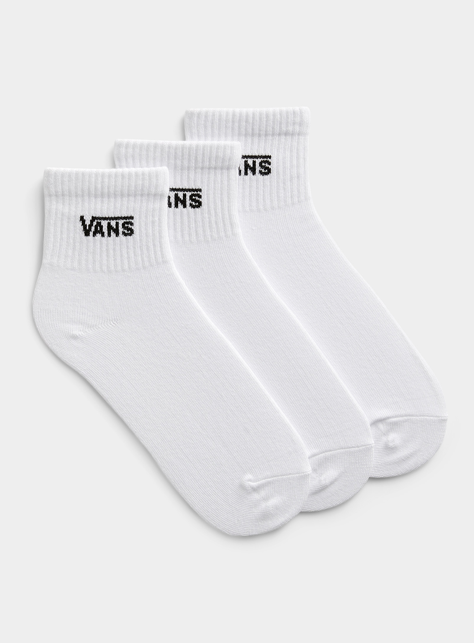 Vans Ribbed Signature Ankle Socks Set Of 3 In White