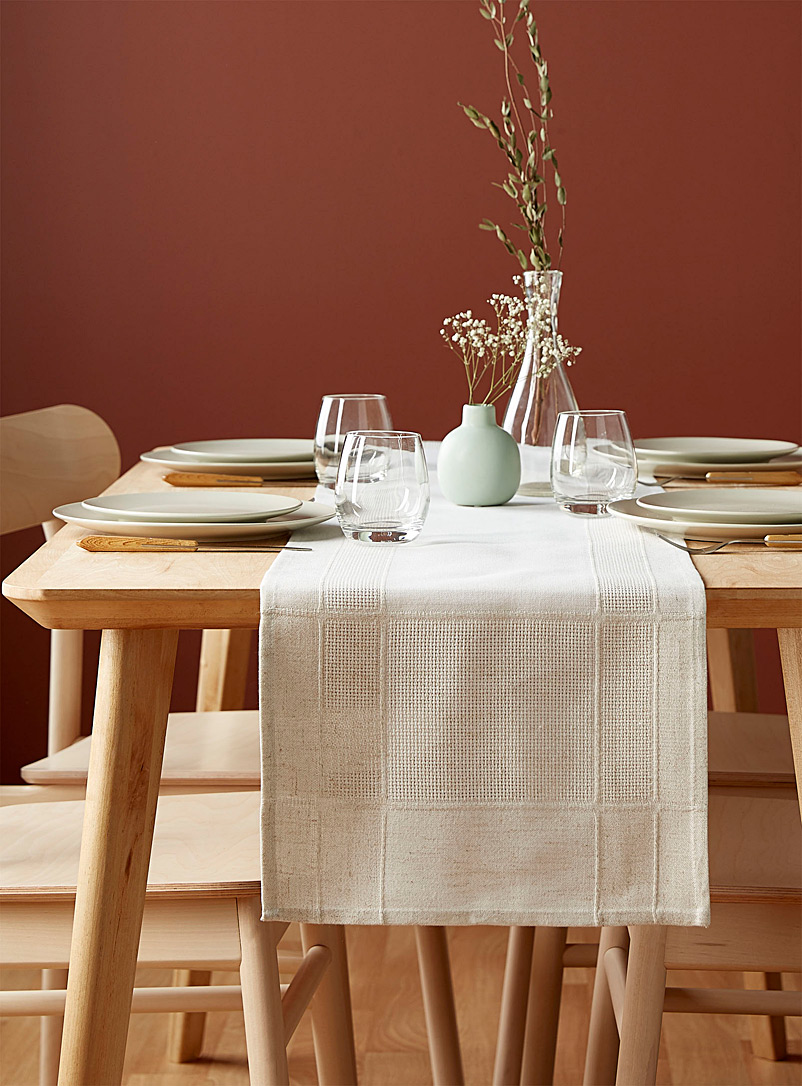 Simons Maison Assorted Faux linen-border jacquard table runner See available sizes