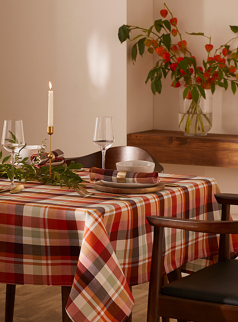 Simons Maison Assorted Fall checkers recycled polyester tablecloth