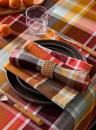 Fall plaid pattern napkins Set of 2