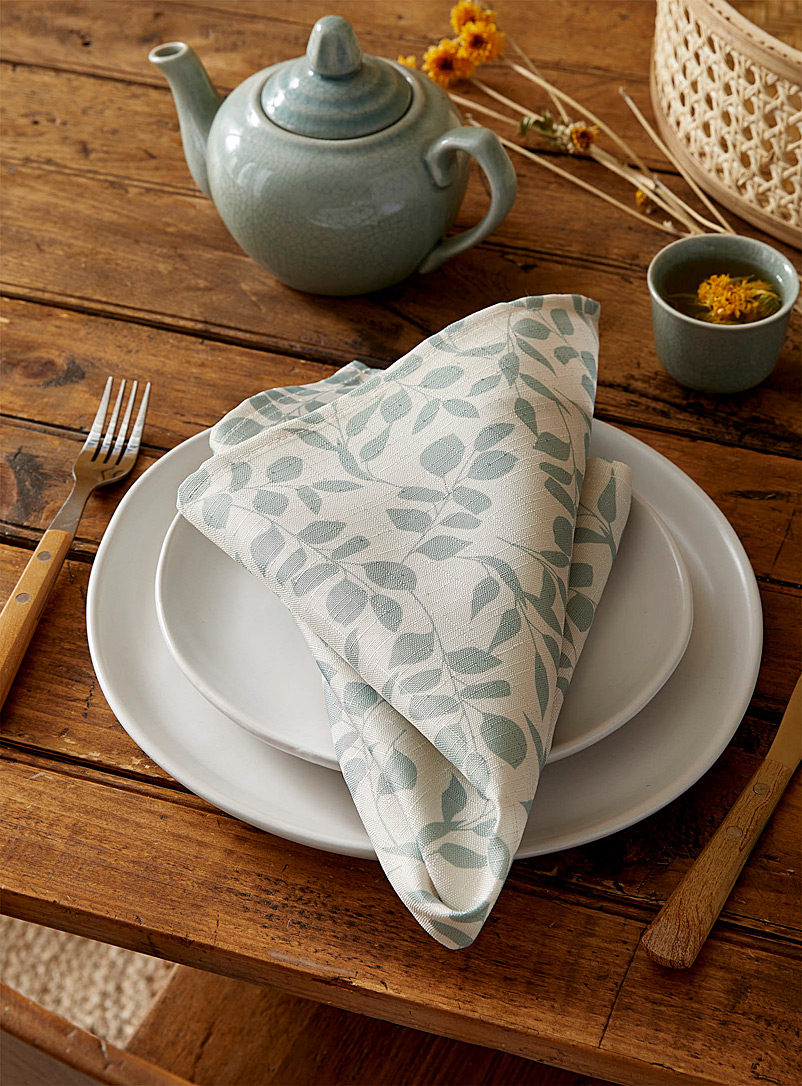 Simons Maison: La serviette de table eucalyptus Écru à motifs