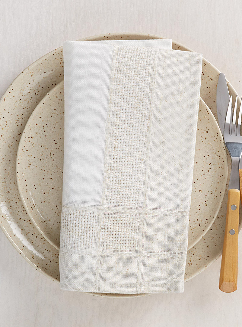 Simons Maison: La serviette de table jacquard cadre façon lin Assorti