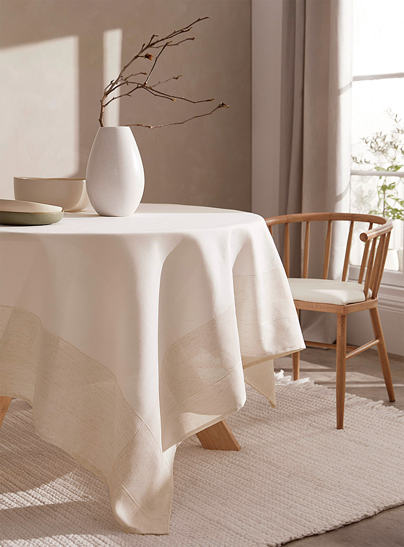 Simons Maison Assorted Faux linen-border jacquard tablecloth