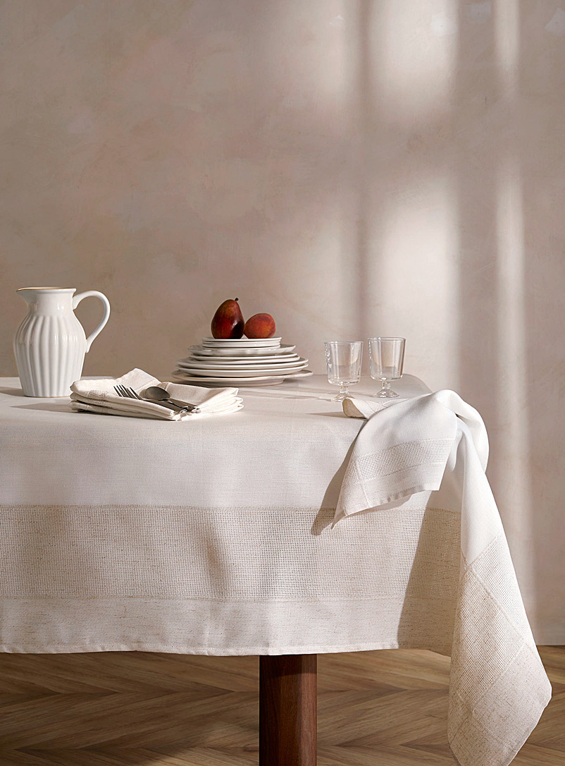 Simons Maison Assorted Faux linen-border jacquard tablecloth