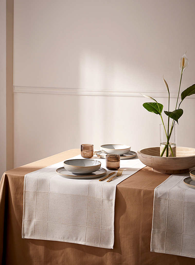 Faux linen-border jacquard table runner See available sizes product image (primary)