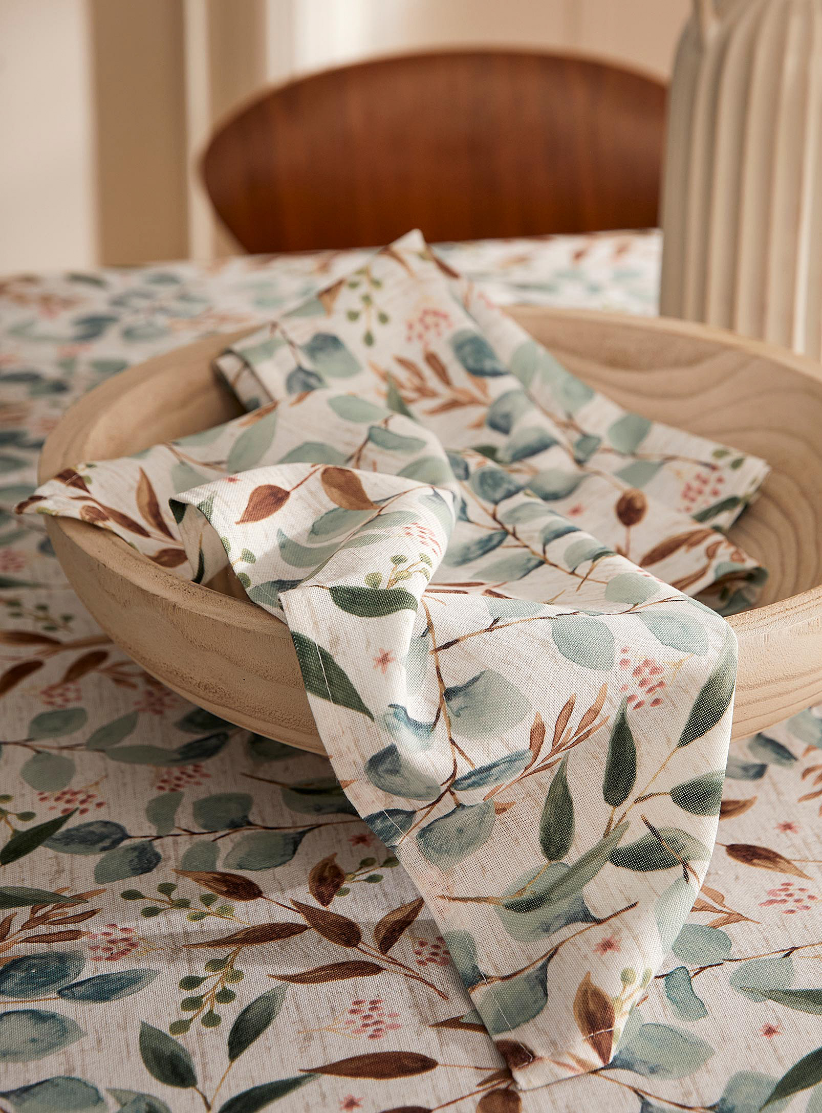 Simons Maison - Les serviettes de table polyester recyclé eucalyptus Ensemble de 2