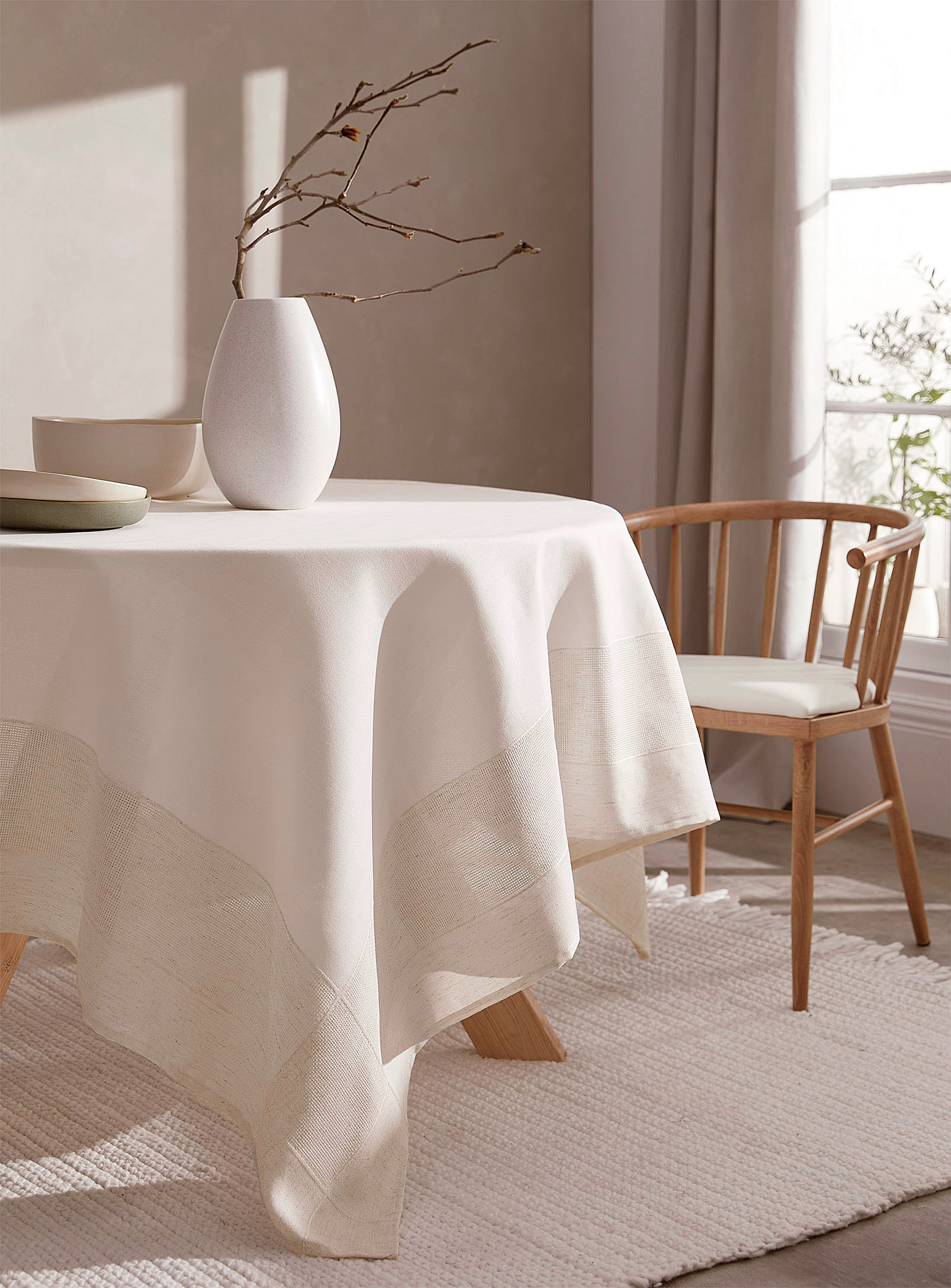 Simons Maison - Faux linen-border jacquard tablecloth