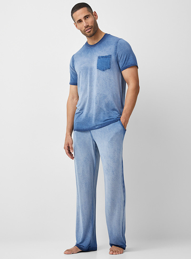Daniel Buchler: Le pantalon détente délavé bleuté Bleu moyen-ardoise pour homme