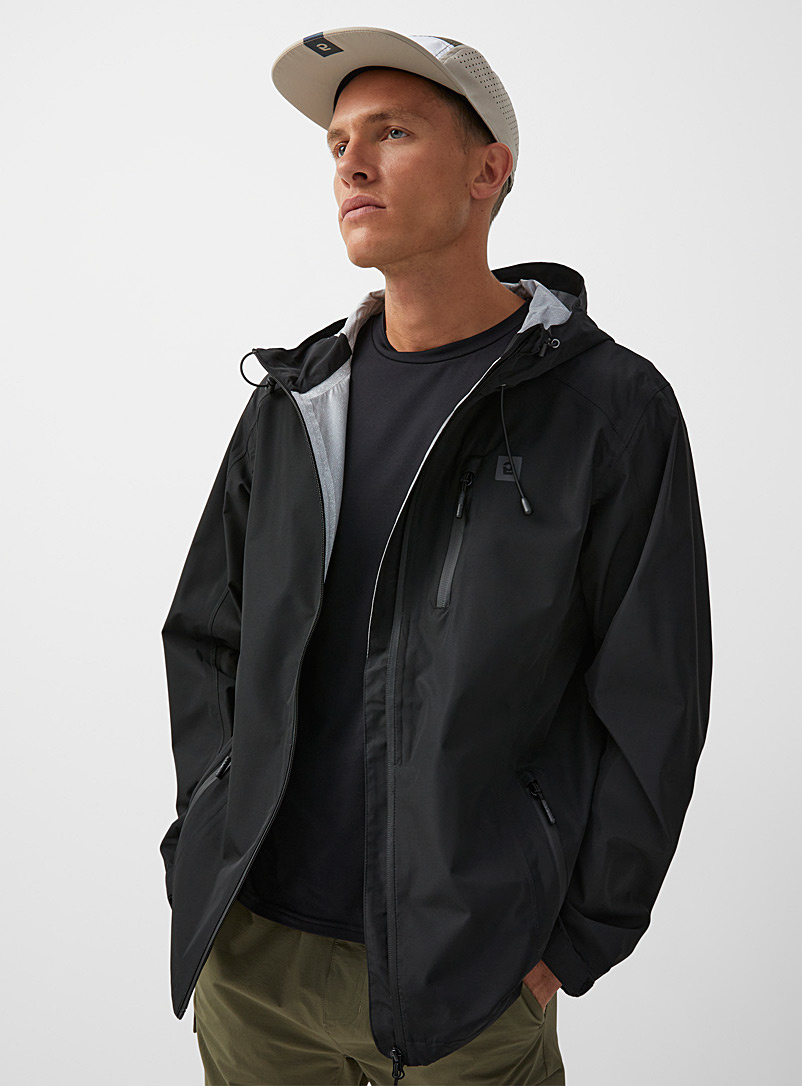 I.FIV5 Black Hooded breathable waterproof shell jacket for men