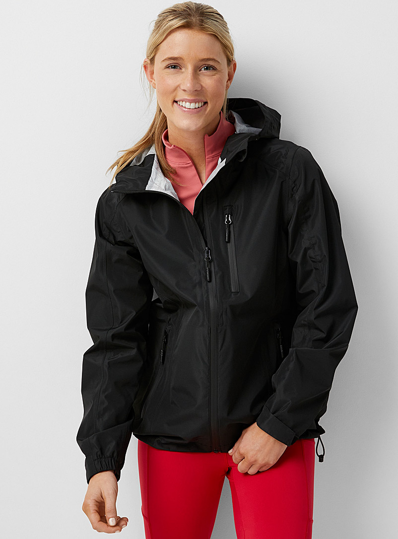 I.FIV5 Black Hooded waterproof and breathable shell jacket for women
