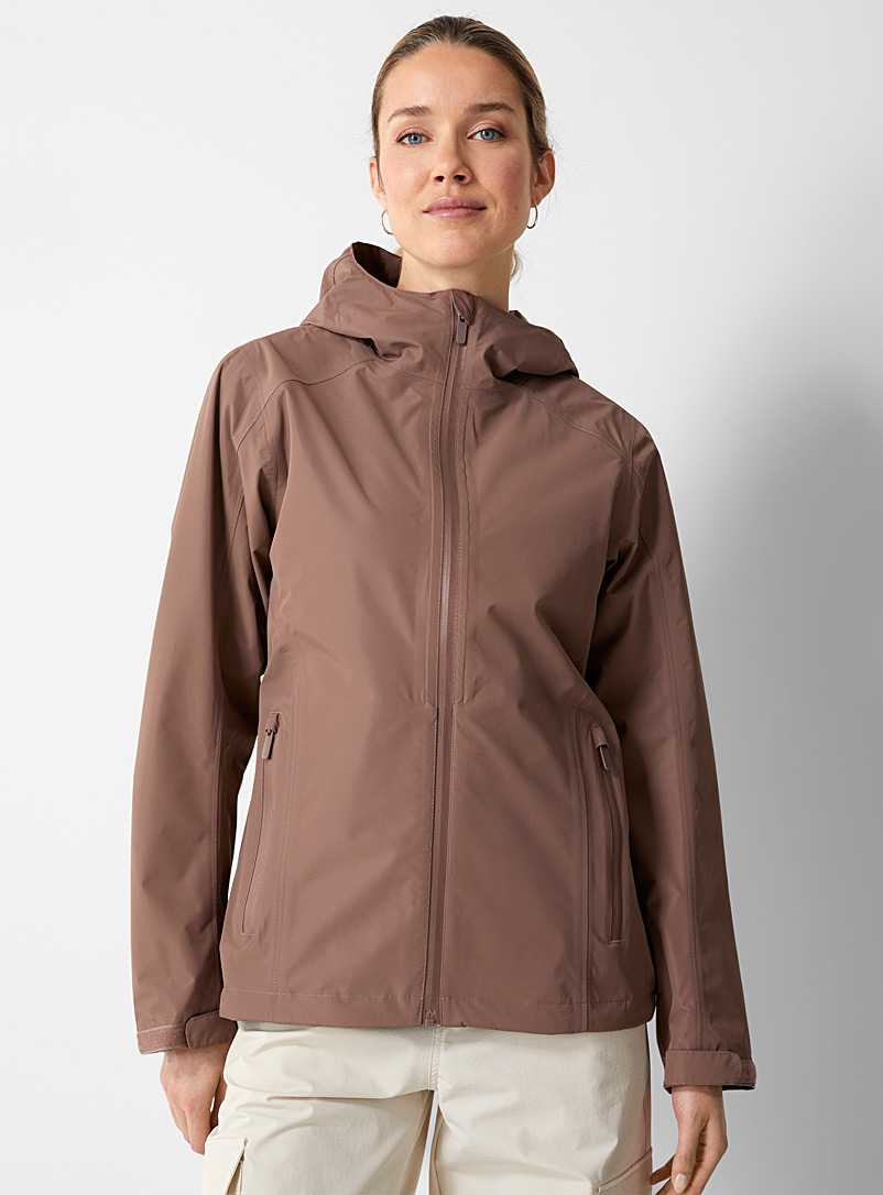 I.FIV5 Brown Hooded waterproof and breathable shell jacket for women