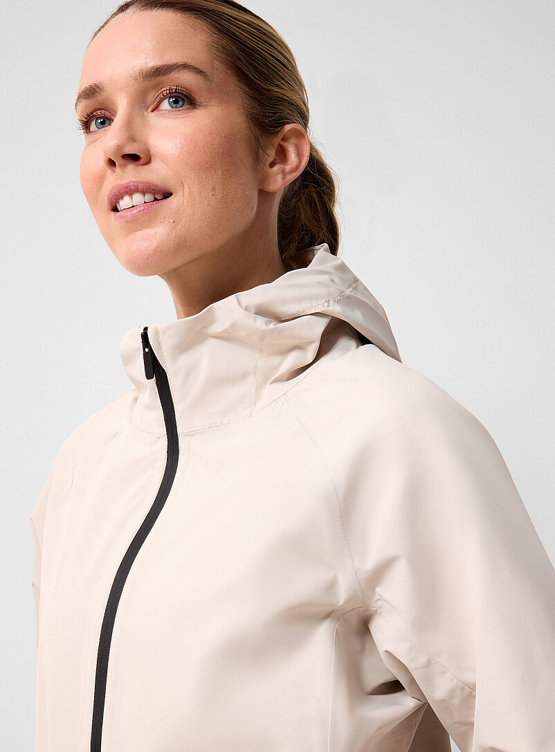 I.FIV5 Ivory/Cream Beige Hooded waterproof jacket for women
