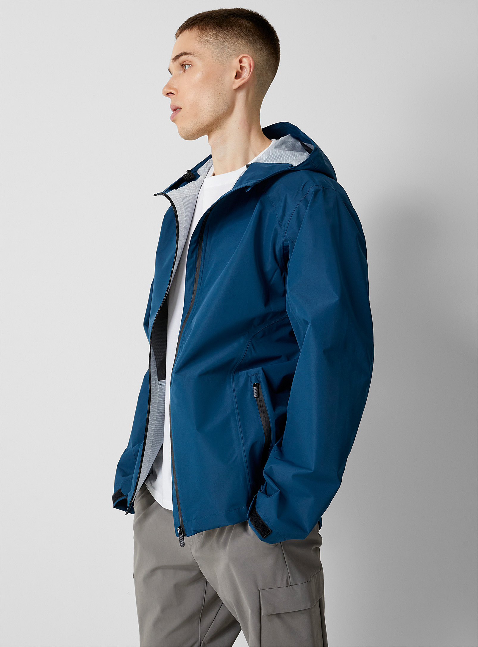 I.fiv5 Hooded Waterproof And Breathable Shell Jacket In Slate Blue