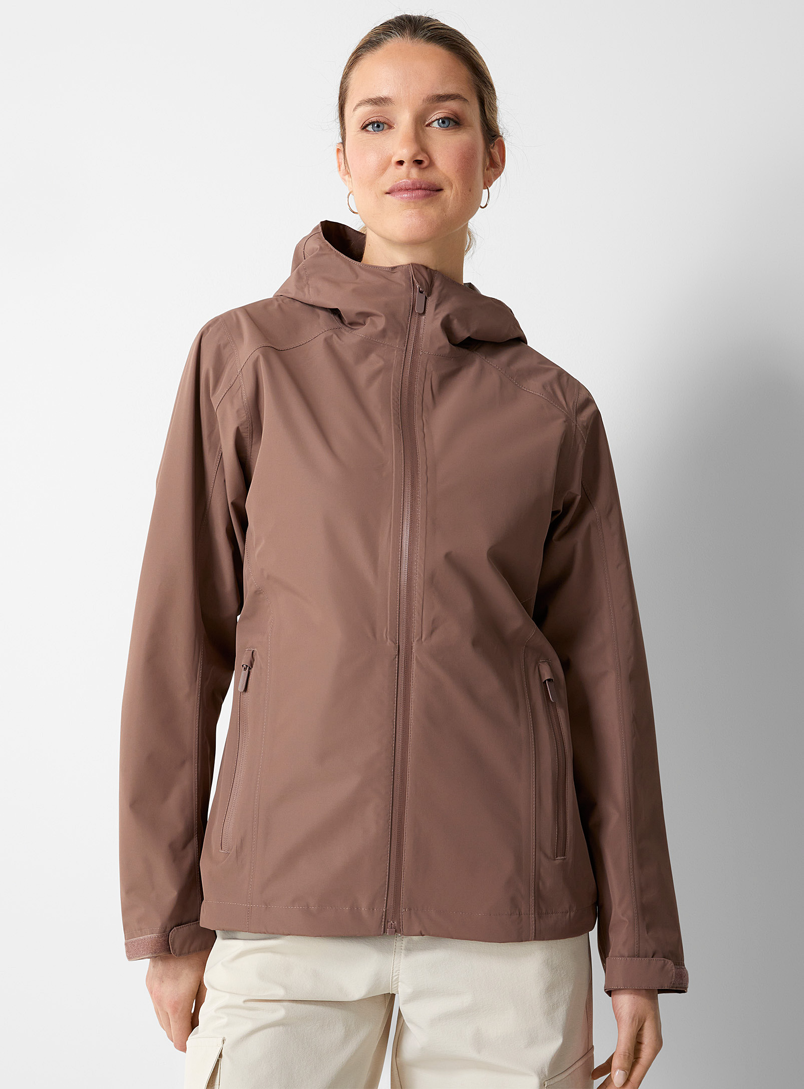 I.fiv5 Hooded Waterproof And Breathable Shell Jacket In Brown