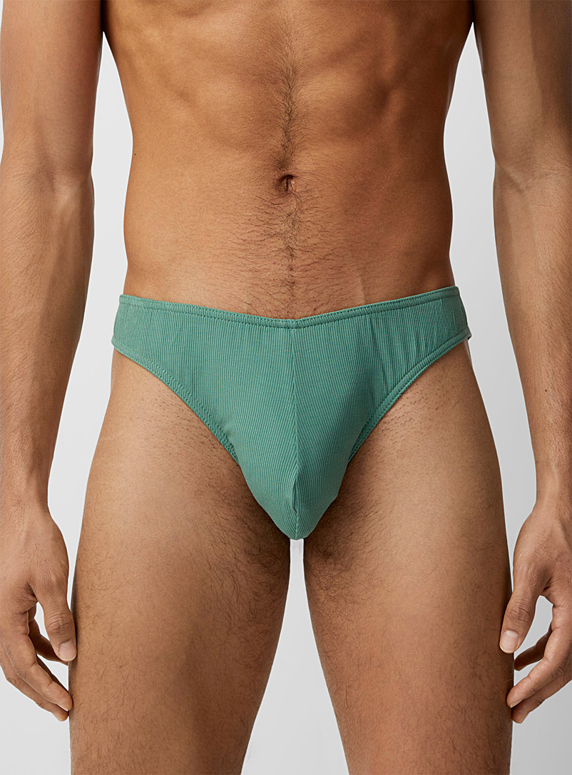 2(x)ist Bottle Green Finely ribbed brief for men