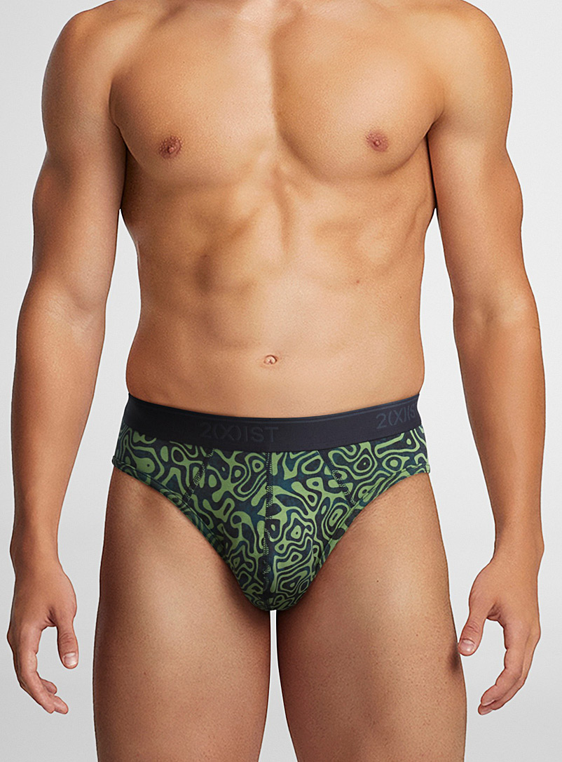 2(x)ist Patterned Green Artistic print brief for men