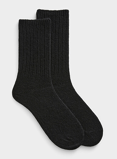 Ribbed lambswool socks