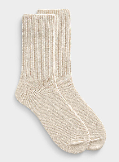 Ribbed lambswool socks