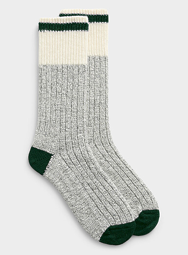La chaussette travailleur laine accents color&eacute;s