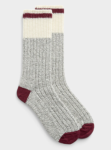 Colourful accent wool worker socks