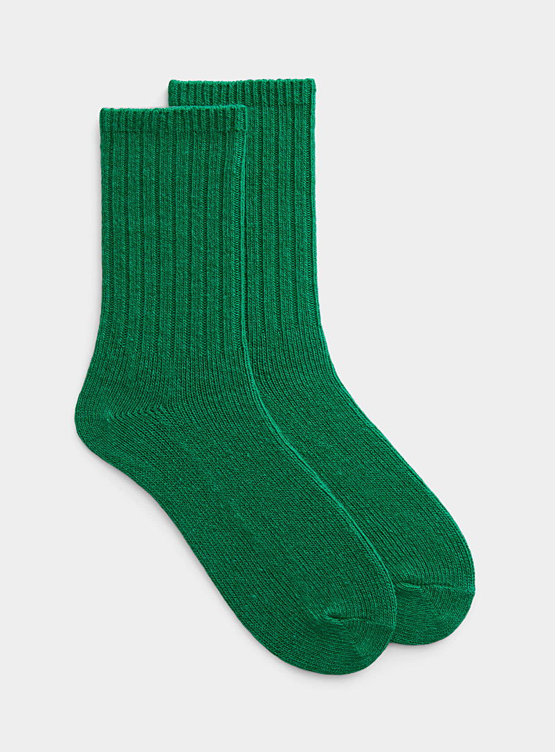 Le 31 Lime Green Ribbed lambswool socks for men