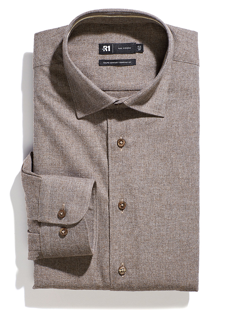 Le 31 Brown Solid flannel shirt Comfort fit for men