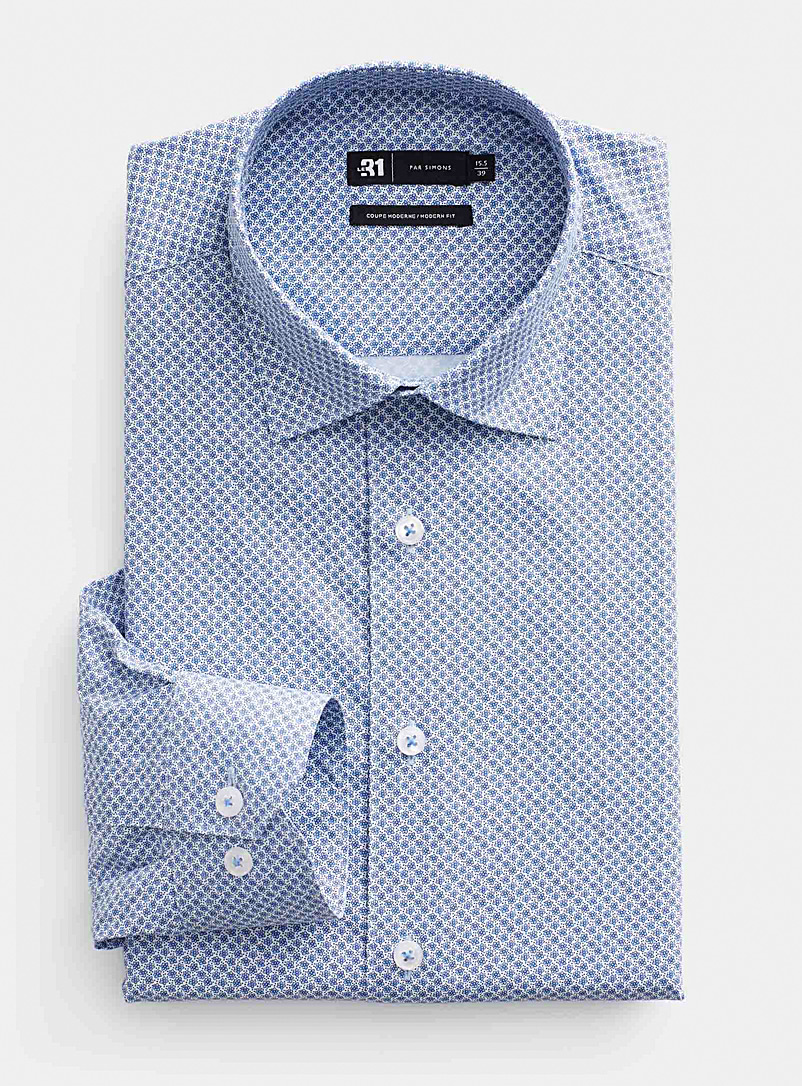 Le 31 Patterned White Fluid summer shirt Modern fit for men
