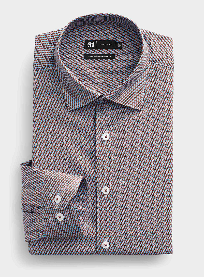 Le 31 Patterned Blue Fluid summer shirt Modern fit for men