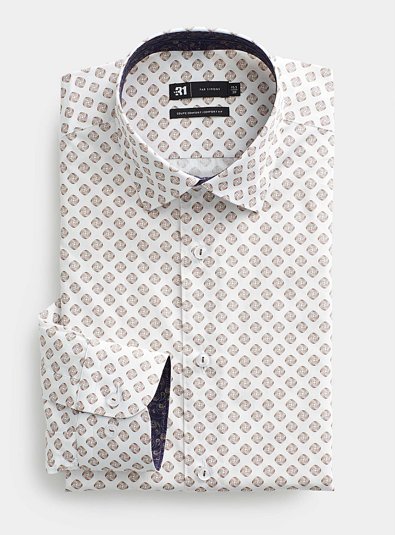 Le 31 Brown Geo rose shirt Comfort fit for men