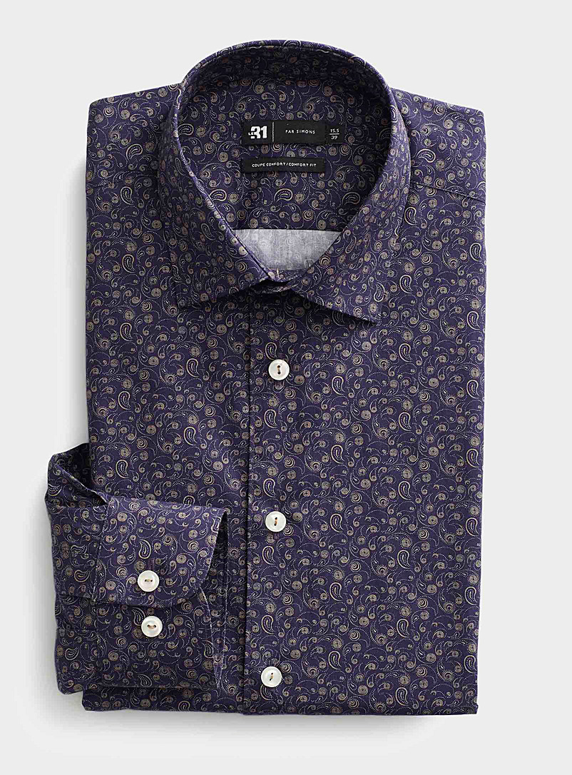 Le 31: La chemise paisley minimaliste Coupe confort Marine pour homme
