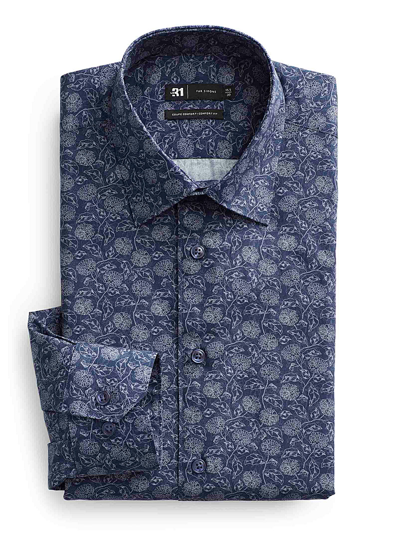 Le 31: La chemise fleurs coupées Coupe confort Bleu pour homme