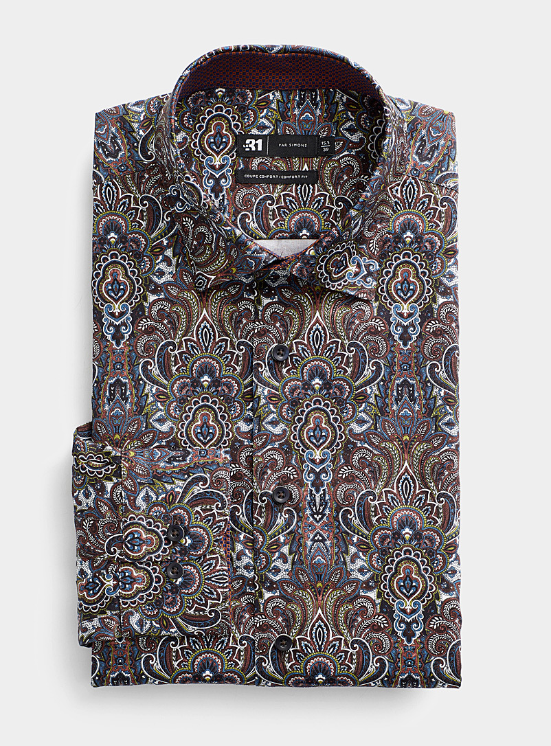 Le 31 Patterned Blue Maximalist paisley shirt Comfort fit for men