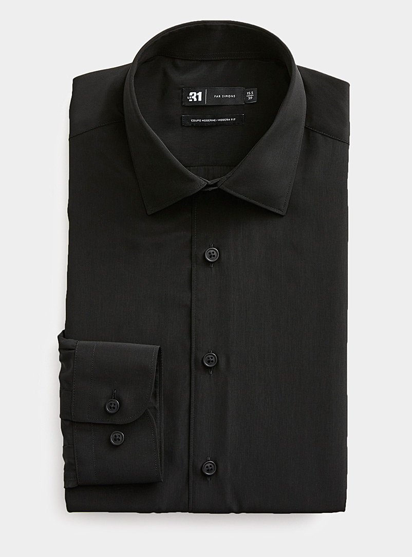 Le 31 Black Fluid satiny shirt Modern fit for men