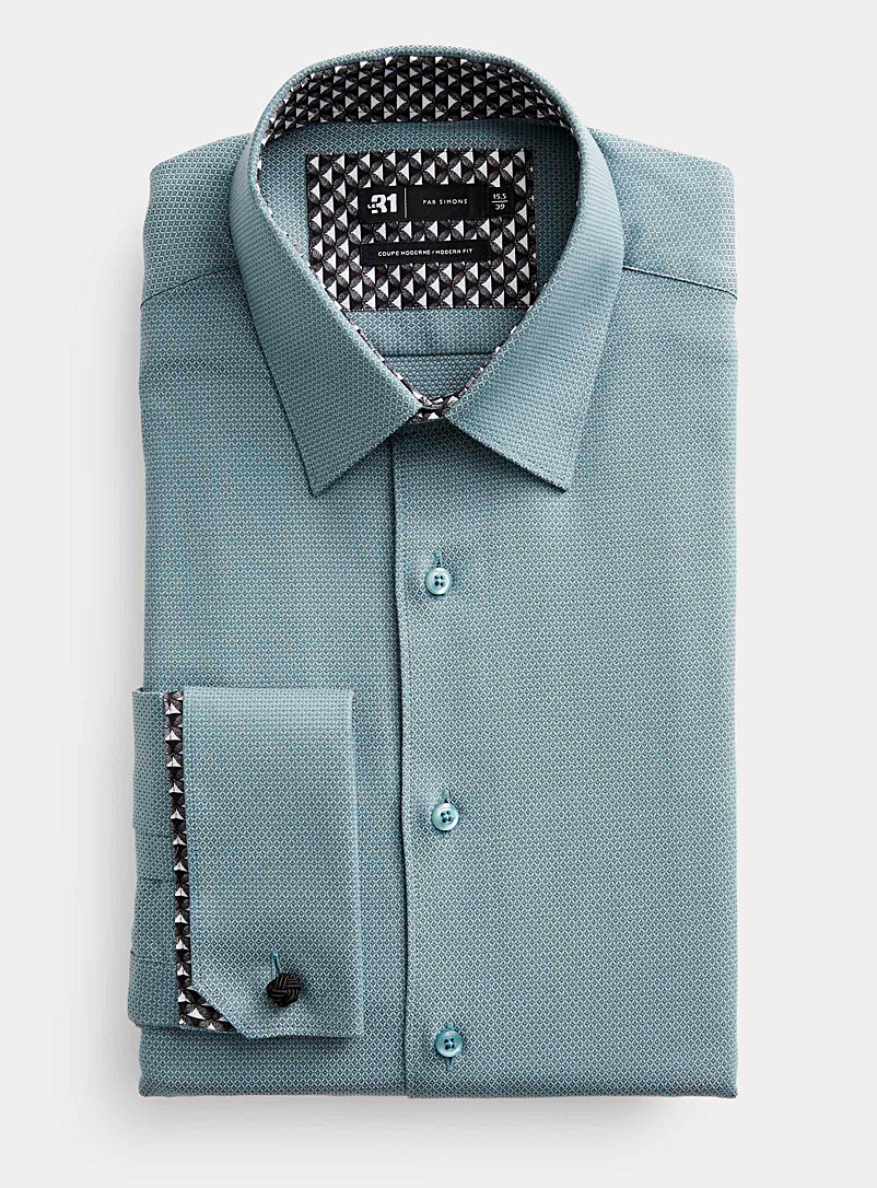 Le 31: La chemise losanges jacquard Coupe moderne Sarcelle-turquoise-aqua pour homme