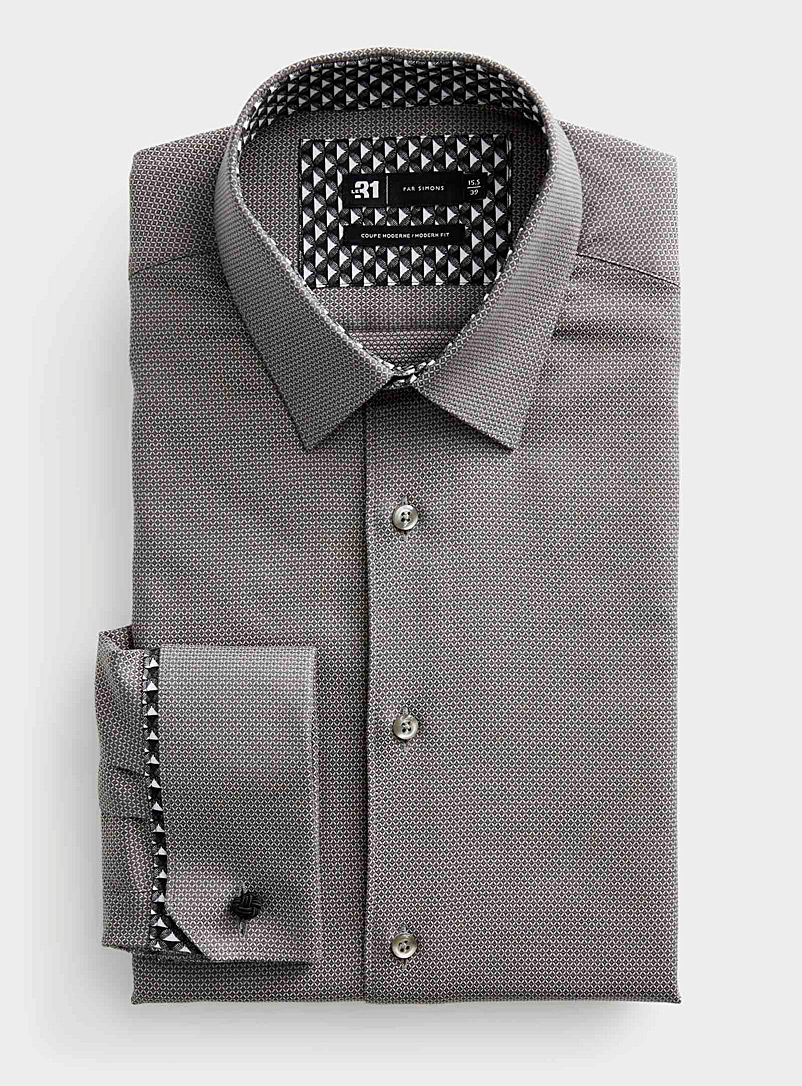 Le 31 Dark Grey Diamond jacquard shirt Modern fit for men