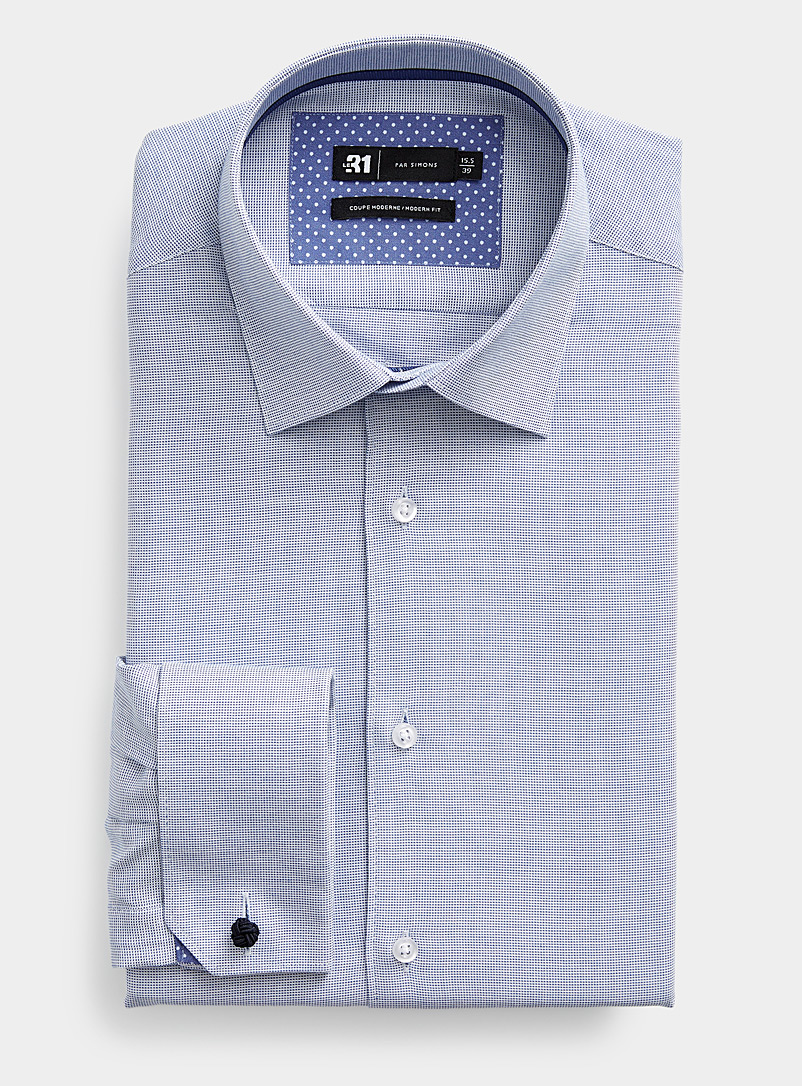 Le 31 Baby Blue Jacquard micro-check shirt Modern fit for men