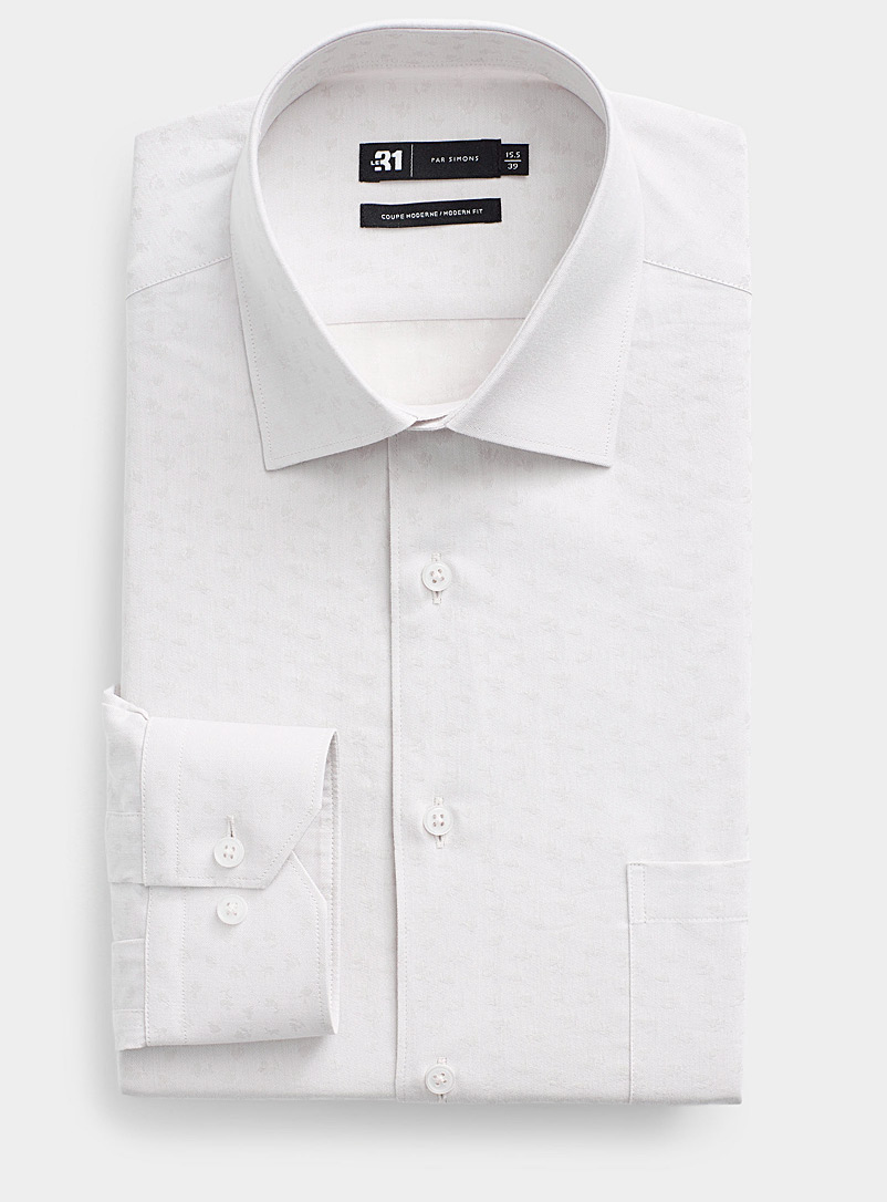 Le 31 Sand Tone-on-tone floral jacquard shirt Modern fit for men