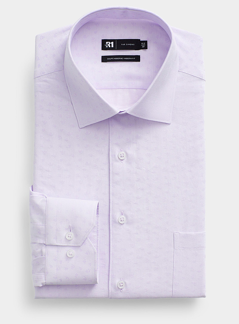 Le 31 Purple Tone-on-tone floral jacquard shirt Modern fit for men