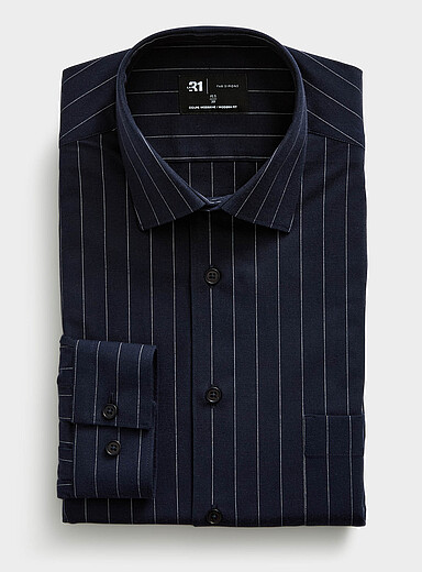 La chemise marine rayures banquier <b>Coupe moderne</b>