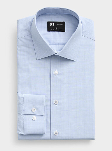 Le 31: La chemise prince de Galles bleu p&acirc;le <b>Coupe ajust&eacute;e</b> Bleu p&acirc;le - Bleu ciel pour homme
