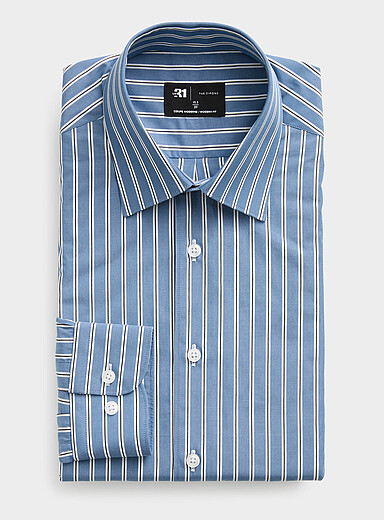 La chemise ray&eacute;e bleu vintage <b>Coupe moderne</b>
