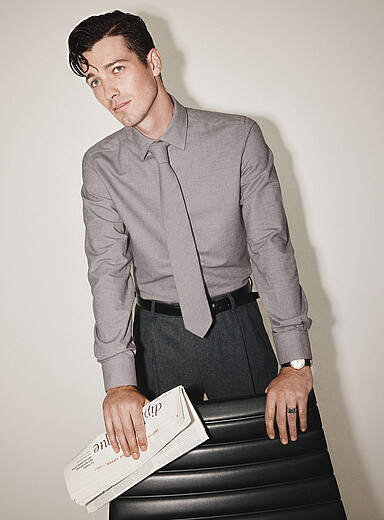Grey flannel shirt <b>Standard fit</b>