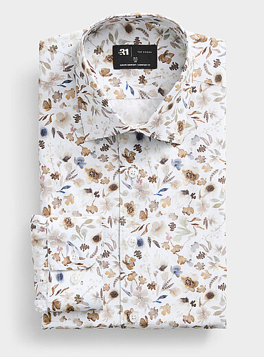 La chemise fleurs aquarelle bistre <b>Coupe confort</b>
