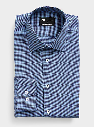 Le 31: La chemise mini pied-de-poule <b>Coupe confort</b> Bleu pour homme
