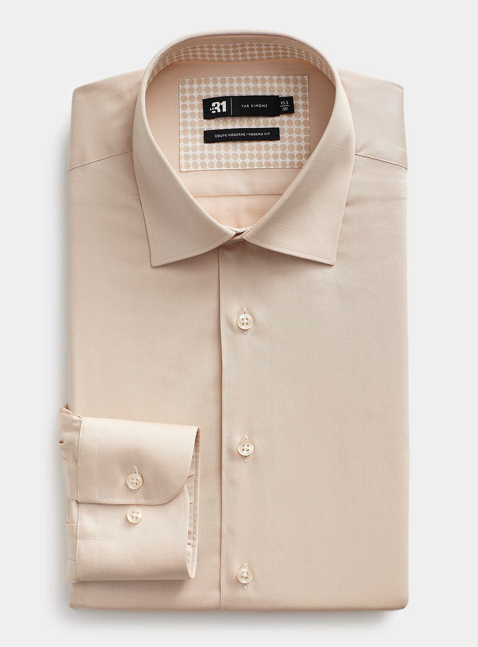 Le 31 Stretch Twill Shirt Modern Fit In Sand
