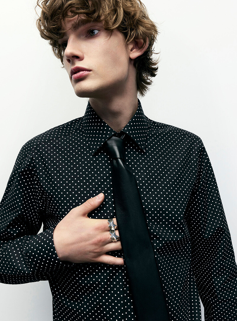Black leather tie product image (primary)