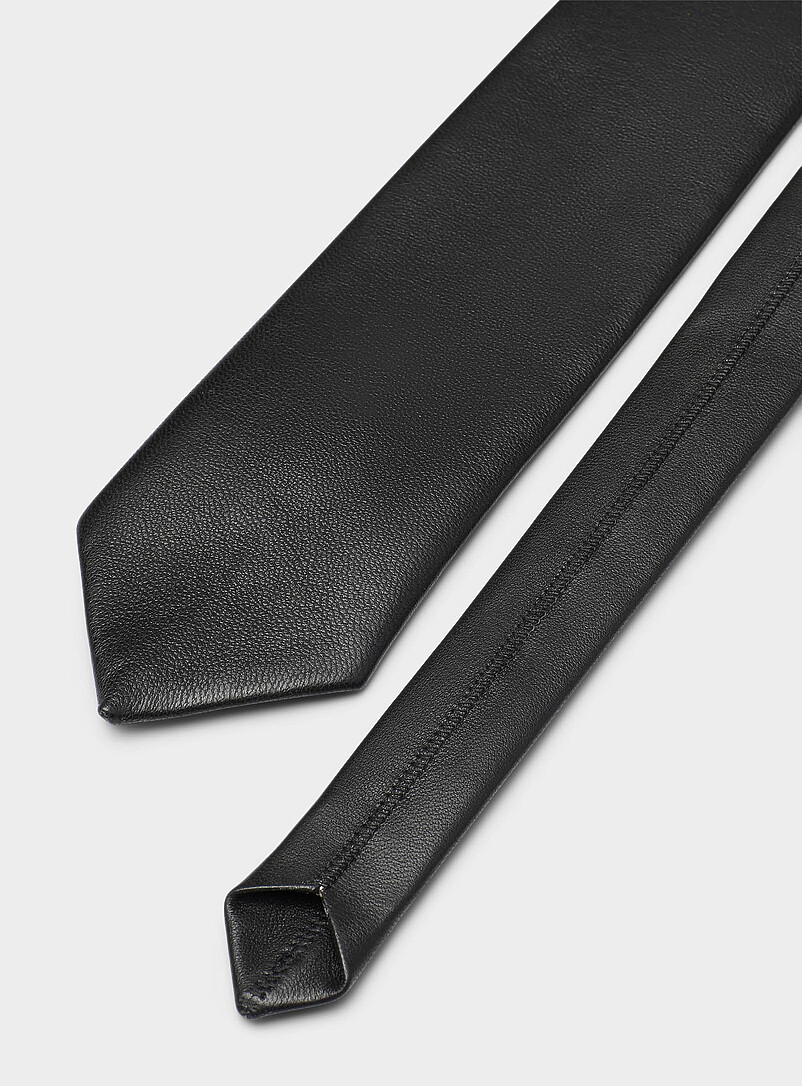 Black leather tie product image 2