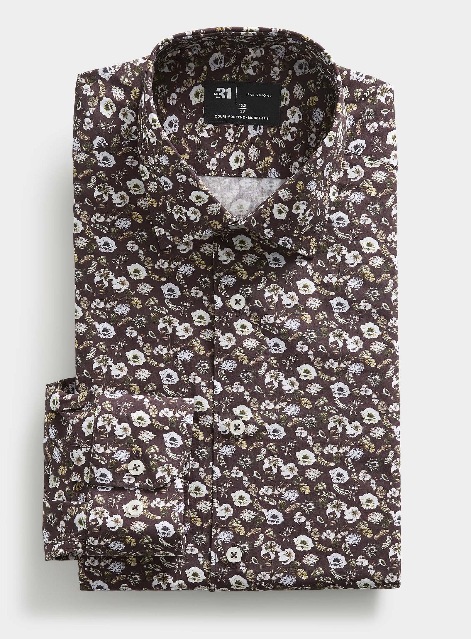 Le 31 - Autumn garden shirt Modern fit (Men, Red, 14½)