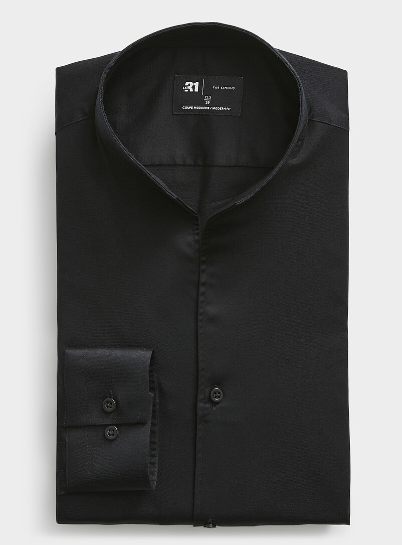 Tab-collar satiny twill shirt Modern fit product image (primary)